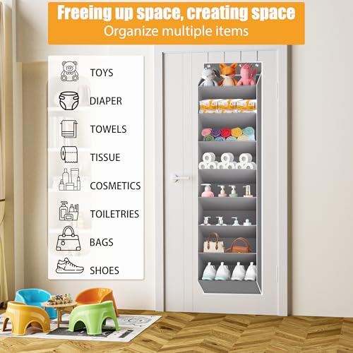Over The Door Shoe Organizer Storage Fit 16 (B Grey / 1 PACK)