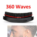 360 Curved Wave Brush For Men - Medium Hard Palm Wave Hair Brushes - Made with Beech Mix Nature Boar Bristle Brush For Black Hair (Black)