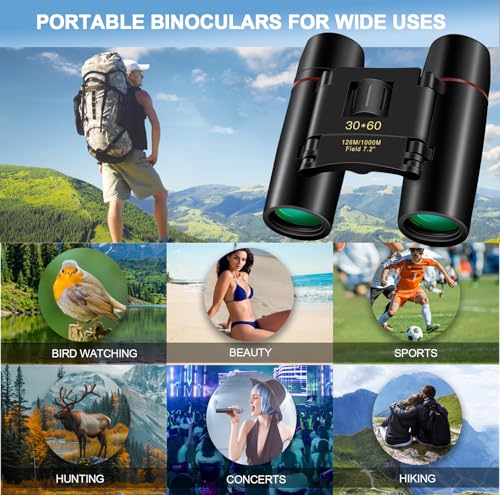 Compact 30x60 Binoculars for Adults and Kids (30x60 Black)
