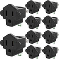 10 Pack ETL Listed 3 Prong to 2 Prong Adapter Converter (10 Pack / Black)
