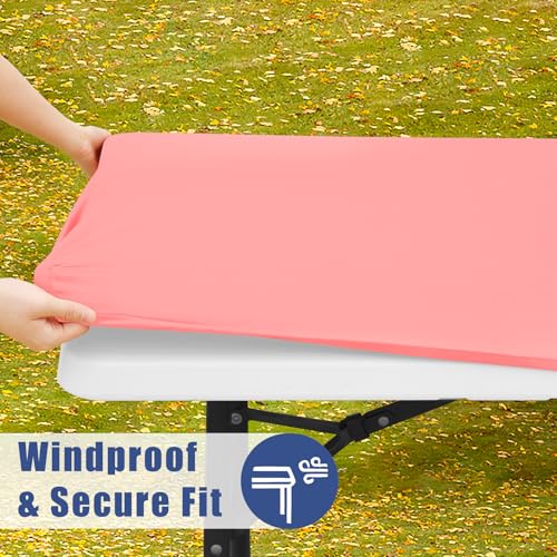 2 Pack Square Spandex Fitted Table Cloth (Coral Red / 34" x 34" (Square))