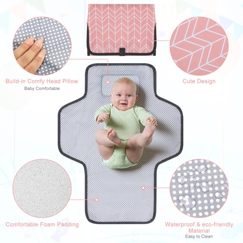 Portable Diaper Changing Pad (Pink Arrow)