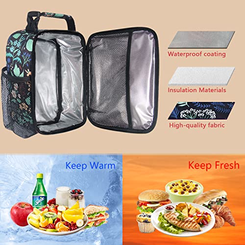 Insulated Lunch Bag Women (Black Floral)