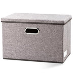 Large Foldable Storage Bin with Lid [1 (Gray / L(1-Pack))