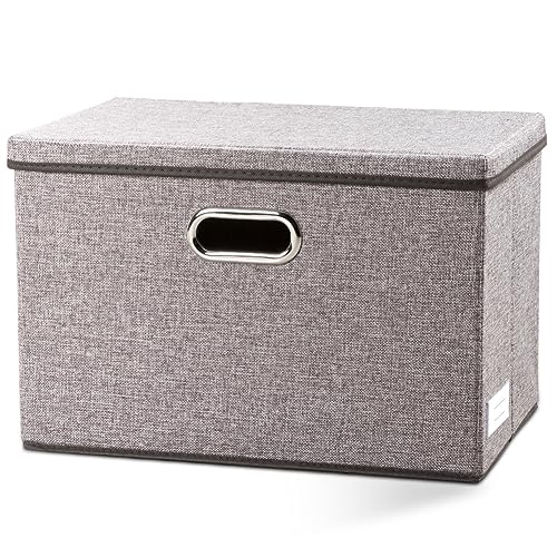 Large Foldable Storage Bin with Lid [1 (Gray / L(1-Pack))