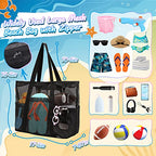 Mesh Beach Bag with Zipper (Black)
