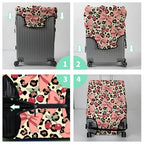 Luggage Cover Suitcase Protector Plus 1 Luggage Tag (Coquette Pink Bows Leopard / L)