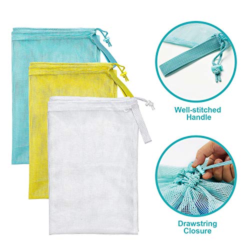 Laundry Bags Mesh Heavy Duty 24" x 36" with Drawstring Closure (White-3Pack)