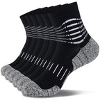Ankle Compression Socks for Men Athletic Running Socks with Cushioned Support 3 Pairs (Large / Cushioned‑black(3 Pairs))