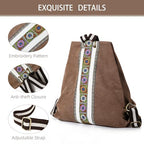 Women Canvas Backpack Daypack Casual Shoulder Bag (Brown)
