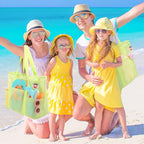Mesh Beach Bag with Zipper (Green)