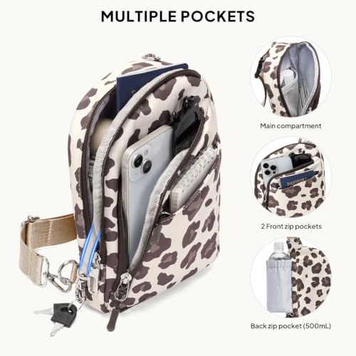 Anti Theft Crossbody Bags Small Crossbody Sling Bag for Women & Men (Cream Leopard)
