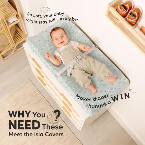 2 Pack Baby Changing Pad Cover for Girl (Daisies / Viscose derived from Bamboo)