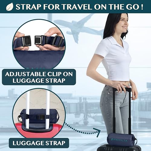 Travel Blanket Airplane Compact with Bag Lightweight (Navy Blue / 65 x 40 inches)