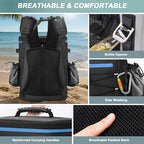 Large 52 Can Insulated Waterproof Leakproof Cooler Backpack (Black, Blue Zipper)