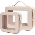2 Pieces Clear Mahjong Bag (Mini+Large Beige)