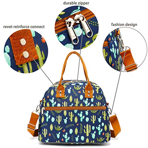 Insulated Lunch Bag With Shoulder Strap for Women (Cactus)