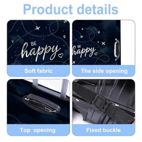 Luggage Cover Washable Suitcase Protector Anti (Be Happy / M(fits 24-26Inch suitcase))