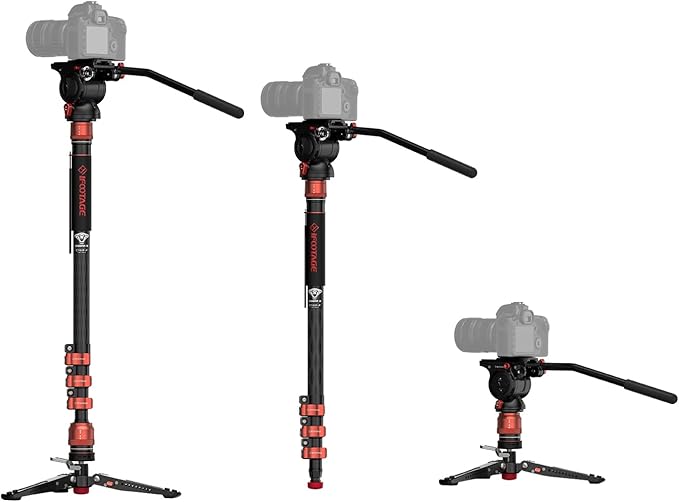 IFOOTAGE Cobra 3 Monopod with Pedal C180F-P with Fulid Head K5S, Carbon Fiber by IFOOTAGE
