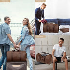 3PCS Faux Leather Weekender Bag for Women Men Travel Bag Overnight Bags (Coffee)