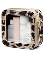 Small Makeup Bag for Purse Accessories Women Clear Cosmetic Mini Pouch Car Essentials Bag Leopard Print Clear Leather Make Up Travel Bag Organizer with Zipper Cute Compact Cheetah Little Toiletry Bag (Leopard Ash / Mini Chic)