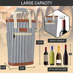 2 Bottle Wine Bag Carrier Insulated Leakproof Wine Cooler Navy Stripes (Navy Stripes)