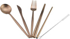 Gugrida Luxury Rose Gold Matte Portable 18/10 Stainless Steel Travel Flatware - Image 5