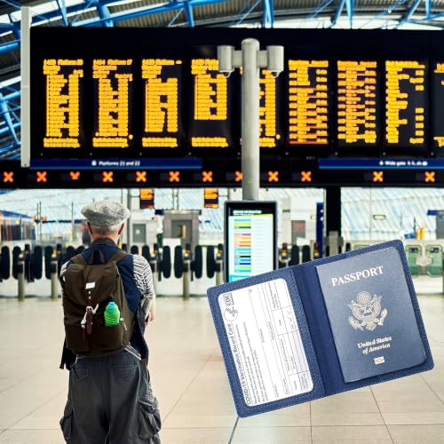 2 Pack Passport Covers & Vaccine Card Holder (Blue & Red)