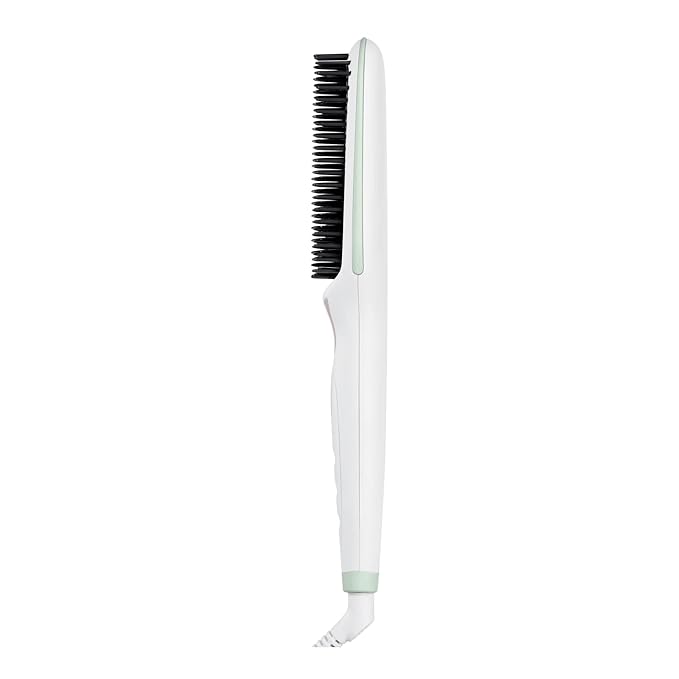 Mane Get Ur Sleek On Hair Straightener Brush - Smoothing Hot Air Brush with Adjustable Heat for Frizz-Free Styling - Nano Ceramic Ionic Hair Tools - For Use on Dry Strands - Worldwide Voltage