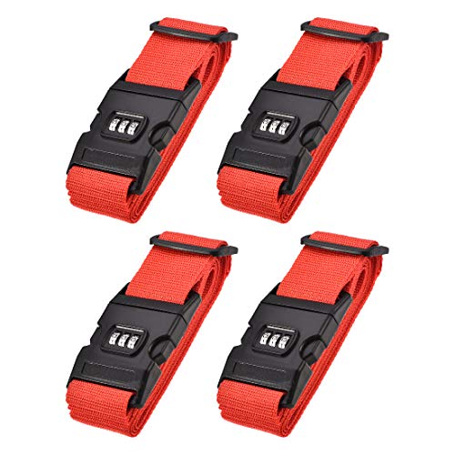 Luggage Straps Suitcase Belts with Buckle (Red)