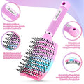 Hair Brush Curved Vented Detangling Brush for Faster Blow Drying (Pink blue purple)