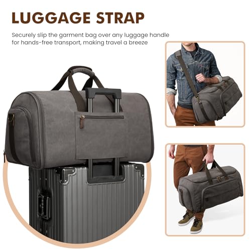 Carry On Garment Bag for Travel Convertible Garment Duffle Bag Suit Bags for Men Women Travel 2 in 1 Hanging Suitcase Business Travel Bag with Toiletry Bag (50l / Grey)