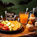100 Pcs Halloween Toothpicks Skull Head Cocktail Picks Bamboo Skewer (Skull Head)