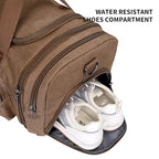 Canvas Duffle Bag for Men Expandable Convertible Travel Gym Duffel (Brown)