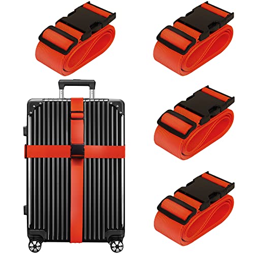 Luggage Straps for Suitcases TSA Approved Travel Essentials 8 Pack (Red)