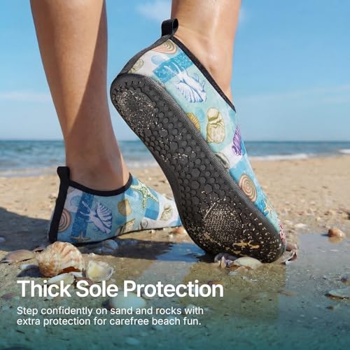 Water Shoes for Women Men Quick (5-6 Women/4-5 Men / Shells in the Ocean)