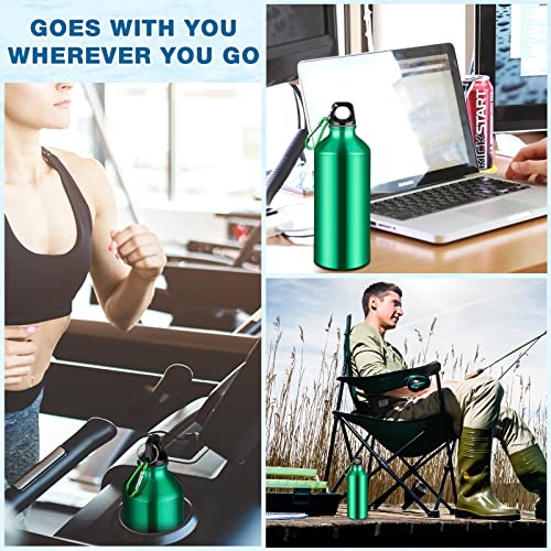 10 Pcs Aluminum Water Bottle 20 oz Reusable Bottles Lightweight Leak Proof Aluminum Sports Travel Bottles with Twist Cap Buckle for Gym (Green)