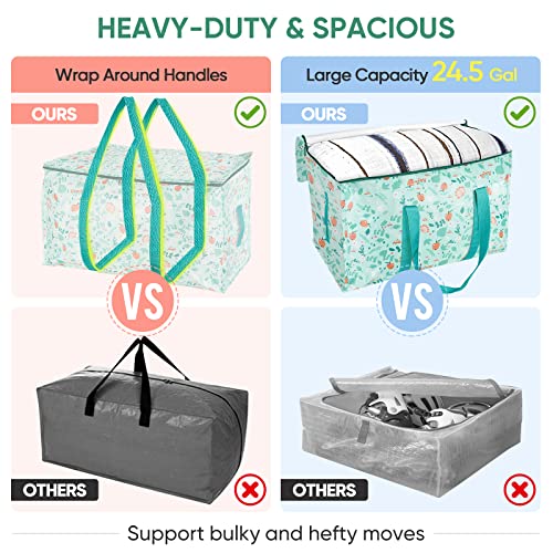 8 Pack Oversized Moving Bags with Reinforced Handles (8-Pack / Spring Stroll)