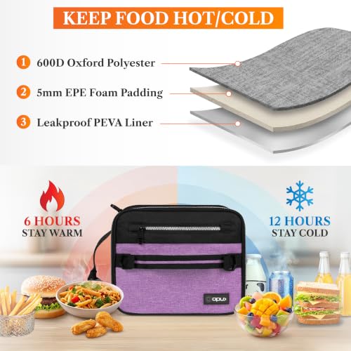 Insulated Lunch Bag for Men Women Kids (Heather Purple / One Size)