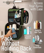 D&D Wanderlust Hanging Travel Toiletry Bag for Women & Men (1 Pack Green)