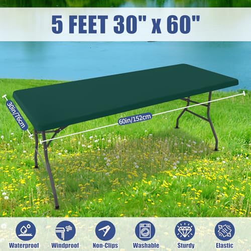 2 Pack Rectangle Spandex Fitted Table Cloth (Blackish Green / 60" x 30" (Rectangular))