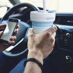 Silicone Collapsible Travel Mug Blue 15oz / 450ml - Image 5