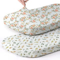 Stretch Fitted Bassinet Sheet Set BROLEX 2 Pack Cradle Sheets for Bassinet Pad (Rose Foliage / 32x16 Inch)
