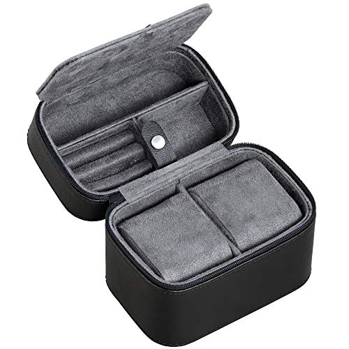 Gift Set 6 Slot Leather Watch Box and 2 Watch Travel Case (6 Slot - Black/Grey Gift Set)