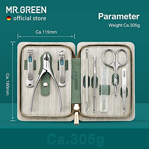 Manicure Sets Pedicure Kits Stainless Steel Nail Clipper Personal Care Tools with PU Leather Case (Green)