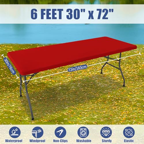 2 Pack Rectangle Spandex Fitted Table Cloth (Red / 72" x 30" (Rectangular))
