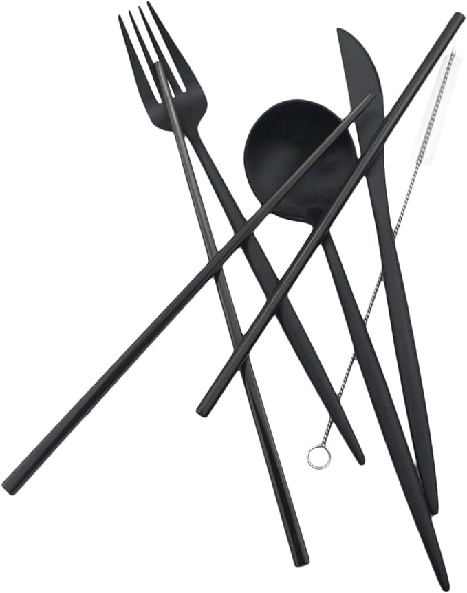 Gugrida Reusable Travel Utensils, 7 Piece Portable 304 Stainless Steel - Image 3