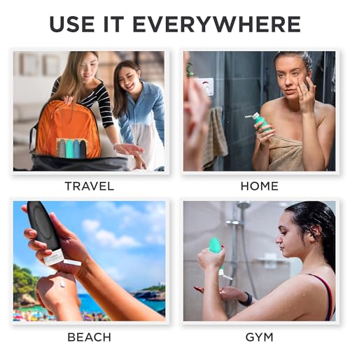 Leak Proof Travel Bottles (4pc 3 oz - Gray/White/Blue/Black)