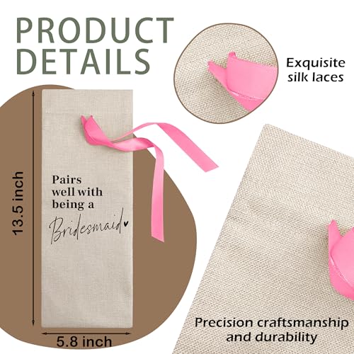 Cute Pink Bow Ribbon Engagement Gift Wine Bag (Wedding Wine Bag Style 10)
