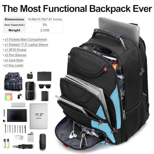 Laptop Backpack for men (17.3 / Black&sky Blue)